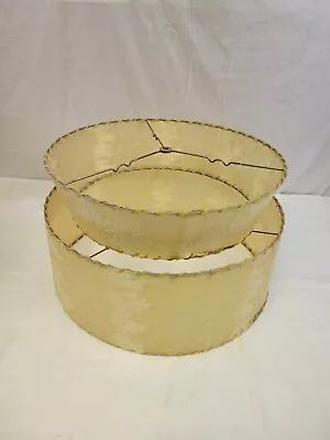 Vtg Mid-Century Modern Fiberglass 2 Tier Lamp Shade Table Floor Textured • $55.99