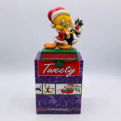 VTG Christmas Looney Tunes TWEETY SYLVESTER Stocking Hang Hold MIDWEST Cast Iron • $68.95