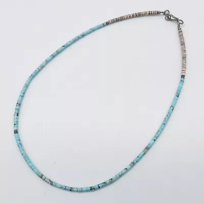 Vintage Turquoise Heishi Bead Necklace 16  Southwest Boho Dainty Cute Necklace • $34.99