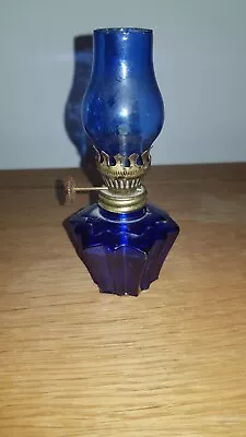 Vintage Blue Glass Oil Lamp • £20