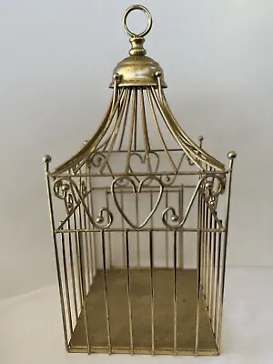 Vintage Brass Birdcage Four Hearts Wedding Party Decor Birdhouse 15” Steeples • $17.89
