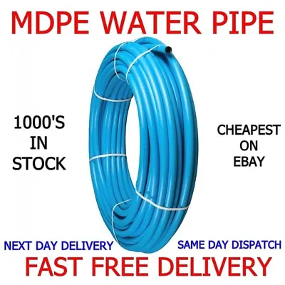 Coil Blue Water Mains MDPE Alkathene Pipe Roll 20mm 25mm 32mm X 25mtr 50mtr 100m • £64.99