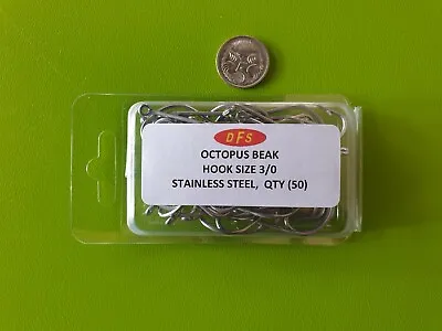 50 DFS Size 3/0 STAINLESS STEEL Octopus Beak Suicide Fishing Hooks • $16