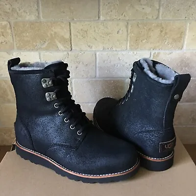 Ugg Hannen Tl Black Waterproof Texture Leather Winter Boots Shoes Size Us 7 Mens • $157.24