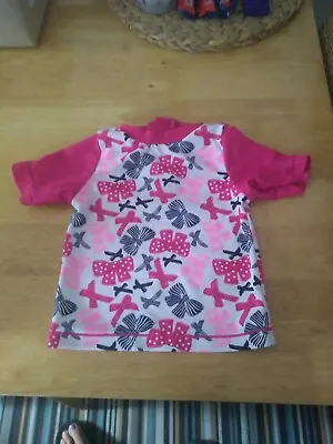 £2.95 • Buy New Baby Girls Pink Bows Sun Protection Rashguard Top 9-12 Months