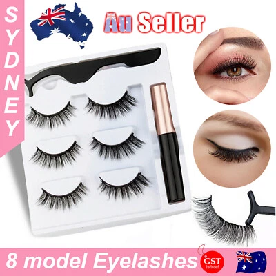 $5.99 • Buy Magnetic False Eyelashes Natural Eye Lashes Extension Liquid Eyeliner Tweezer