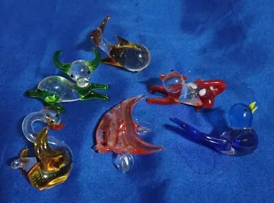 Beautiful Set Of 6 Murano Glass Ornaments  Whale Swan Bull  Fish Cat And Bird • $16.09