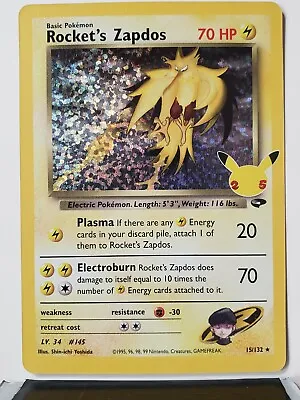 HOLO Rocket's Zapdos 15/132 NM / M Pokemon Celebrations Secret Rare Classic Card • $3.99