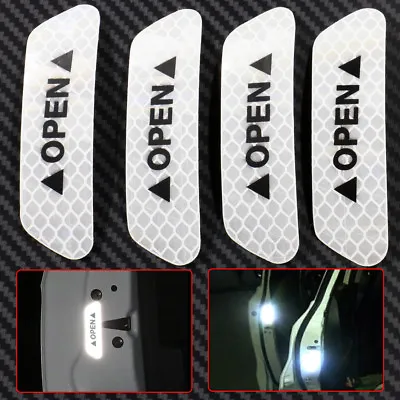 4pcs White Car Door Open Sticker Reflective Tape Safety Warning Decal Decor • $4.91