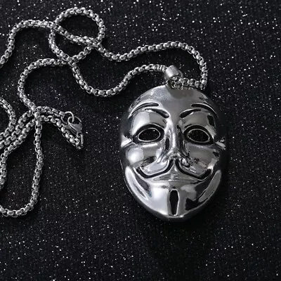 Punk Necklace Titanium Steel Hip Hop Mask Pendant Women Men Party Band Jewelry • $2.94