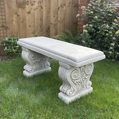 LARGE STRAIGHT GARDEN BENCH Hand Cast Stone Garden Ornament Concrete ⧫by ONEFOLD • £189.90