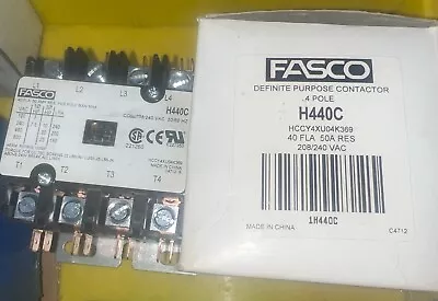 FASCO H440C Definite Purpose Contactor 4 Pole 40A 208/240 VAC NEW HCCY4XU04K369 • $38