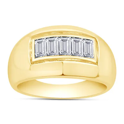 Mens Wedding Band Ring Taper Cut Simulated Diamond 14K White Gold Plated • $44.99