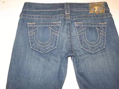 True Religion Carrie Bell Jeans Women Sz 26 Low Waist Flare Distressed W Stretch • $39.95