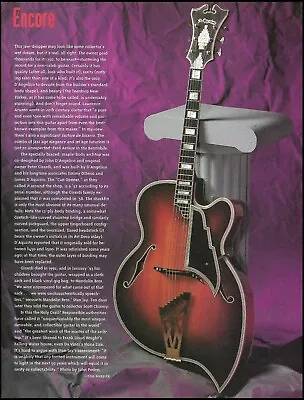 1957 D'Angelico Teardrop New Yorker Guitar History Article 1994 Pin-up Photo • $4