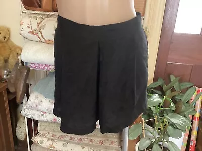 VIKTORIA + WOODS Black Wide Leg Shorts 100% Silk Size 2 • $30