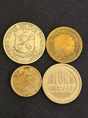 Lot (4) Vintage World Coins Tokens Collectible 1966 PHILIPPINES AMUSEMENT SPAIN • $7.99