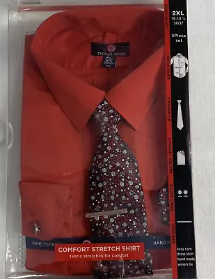 Men's Thomas Stone 5 Piece Dress Shirt Set Size 2XL 18-18.5 / 36-37 Ribbon Red • $12.50