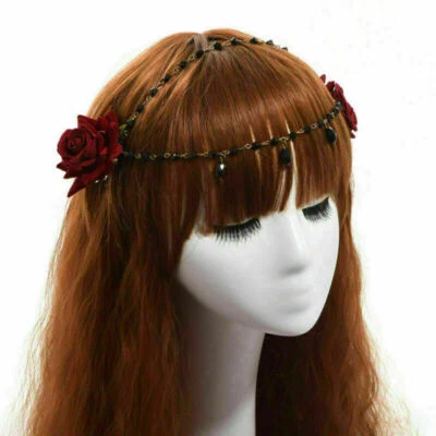 £4.79 • Buy Lolita Girls Floral Beads Chain Hair Clip Rose Brooch