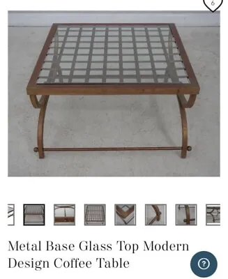 Glass Top Coffee Table Vintage Metal Matching End Tables  • $112