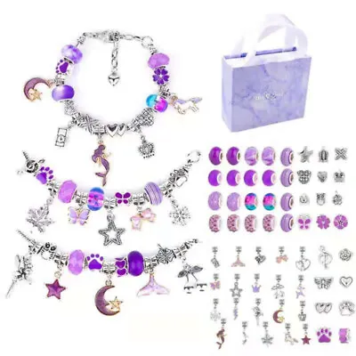 £13.12 • Buy Bracelet Making Kit 60 Beads Jewellery Charms Pendant Set DIY Craft Girls Gift