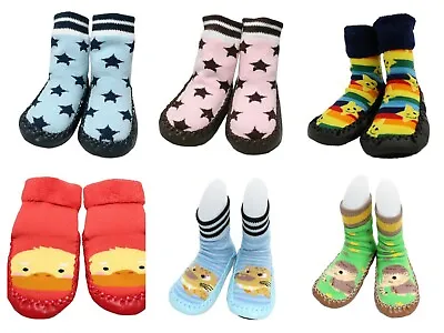 £4 • Buy Baby Non-slip Slipper Socks Moccasins Pram Shoes Boy Girl Anti-skid Discounted