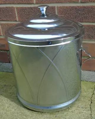 Vintage Art Deco Style Chrome / Steel Coal Bucket Scuttle - With Liner & Lid • £49.99