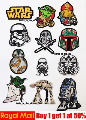 Star Wars Patch Fabric Badges Iron On Clothes Handicraft DIY Embroidered • £2.78