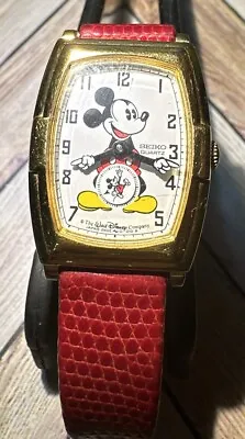 Vintage Watch 1988 SEIKO 2K02-5019 Mickey Mouse Japan Collectible Needs Battery • $44