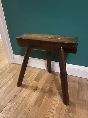 Antique 3 Legged Rustic Primitive Cutlers Milking Heavy Half Log Stool • £180