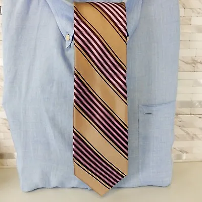 HART SCHAFFNER MARX Neck Tie Striped Beige Nude Purple Mens Solid Suit Satin • $28.88