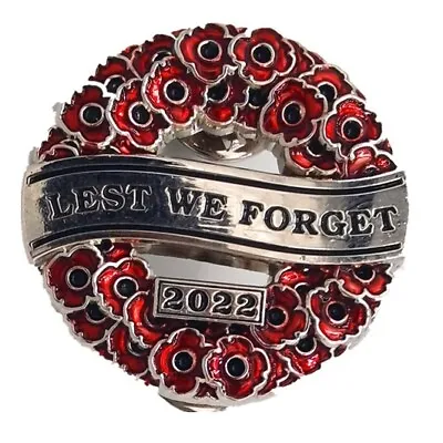 £3.99 • Buy Lest We Forget 2022 Poppies Wreath Remember War Memorial Pin Badge Brooch