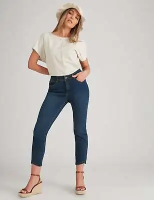 ROCKMANS - Womens Jeans - Blue Cropped - Cotton Pants - Denim Work Clothes • $21.21