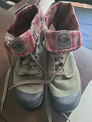 Palladium Baggy Plaid Green Women's Combat Boots Size 9.5 • £48.21