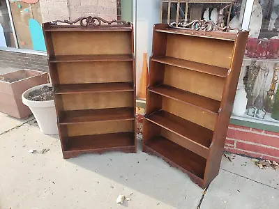 Wood Carved  Vintage Mahogany Open Bookcase 2 Available • $359.99