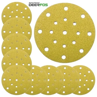 150mm 6  Sanding Discs DEERFOS CA Sandpaper Hook & Loop Pads 17 Hole For Festool • £19.90