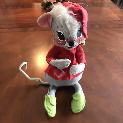 Vintage 1960’s ANNALEE Christmas Mouse In Nightshirt & Green Slippers NO Candle • $15