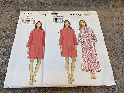 Vogue Pattern V9232 Ms EASY Loose Fit Caftan W/Front Zipper Closing In 2 Lengths • $6