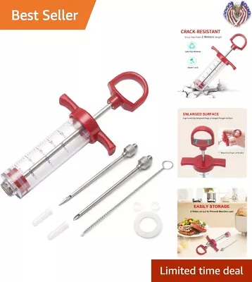 1-oz Stainless Steel Marinade Injector - Accurate Measurement - 2 Needles • $19.97