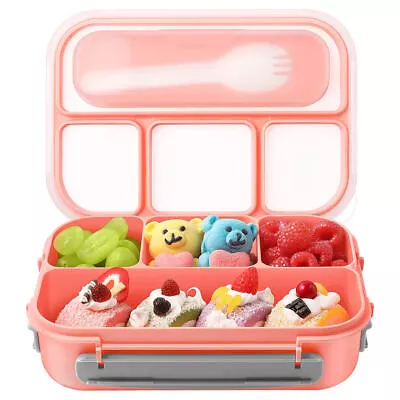 1.3L Bento Lunch Box Food Bento Storage W/ 4 Compartment Fork For Adults Kids US • $12.49