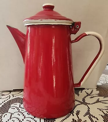$10 • Buy Emalia Olkusz 1907 Red Enamel Coffee / Tea Pot  