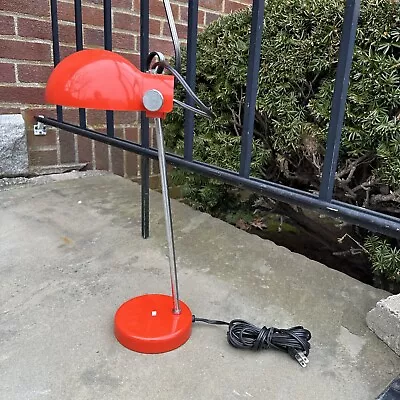 Lightolier Vintage Mid Century Adjustable Desk Lamp Red Orange Japan Works • $149