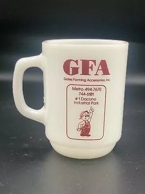 Vintage Fire King Coffee Cup Mug Milk White GFA Farming Mug • $22.95
