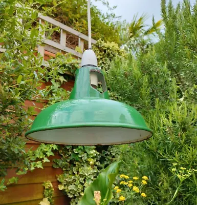 £25 • Buy Vintage Industrial Green Enamel Pendant Lightshade