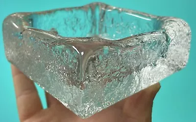 $49 • Buy Modernist Iittala Timo Sarpaneve Finland Ice Glass Ashtray Square Frost Dish 11c