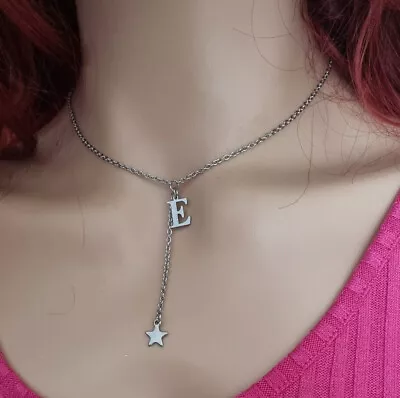 £3.50 • Buy Handmade Initial Necklace With Dangle Star Pendant & Silver Letter Charm UK Post