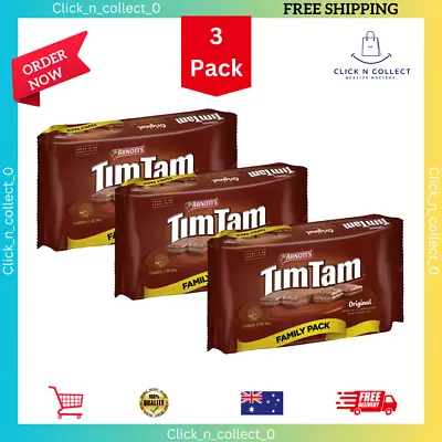 3x Arnotts Tim Tam Chocolate 60 Biscuits Family Pack 365g With Free Shipping AU • $27.69