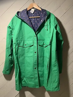 Vintage Women's Strawberry Raincoat Coat Size M Green Blue 70s 80s • $45