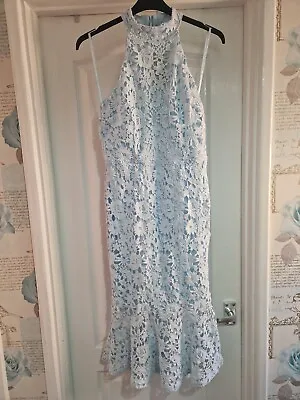£8 • Buy Baby Blue Quiz Lace Midi Dress Size 14