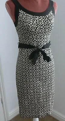 £1.50 • Buy Ladies Size 0 Nougat London Black And Cream Cotton  Knee Length Dress